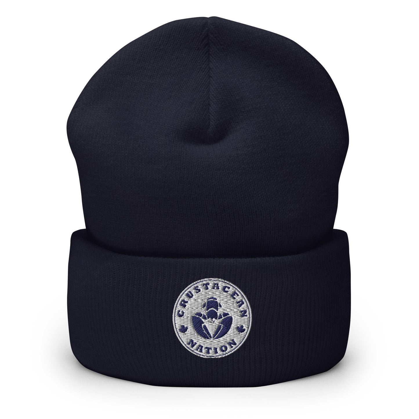 Navy Embroidered Cuffed Toque